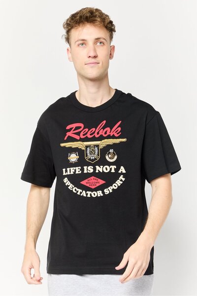 Reebok Men Sportswear Fit Short Sleeve Outdoor T-Shirt, Black