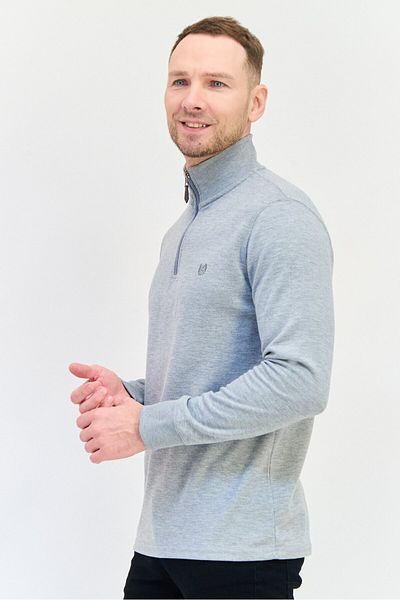 Chaps Men Mock Neck Embroidered Logo Sweatshirt, Grey