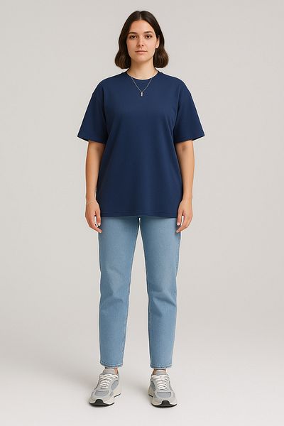 INFLUYENTE Women's Oversize Modal Fabric Comfortable Fit Crew Neck Vibrant Color Silky Feel Basic T-Shirt
