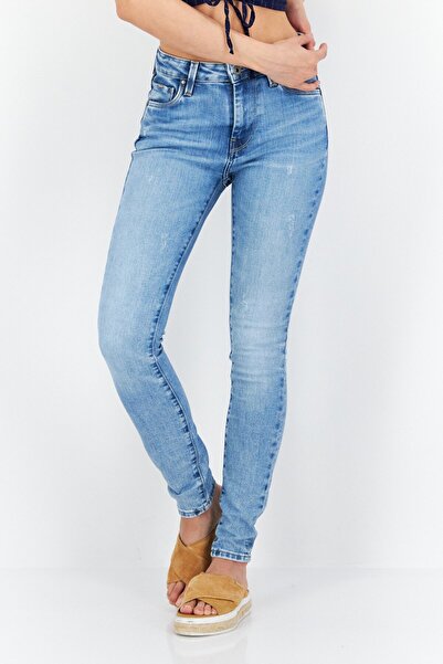 Pepe Jeans Women Skinny Fit High Waist Wash Stretchable Denim, Blue