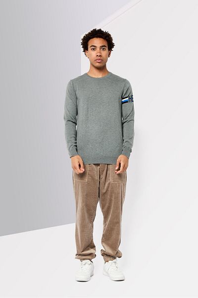 Harmont & Blaine Jeans Men Crew Neck Long Sleeve Knit Sweater, Heather Grey