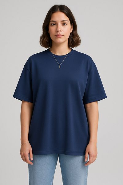 INFLUYENTE Women's Oversize Modal Fabric Comfortable Fit Crew Neck Vibrant Color Silky Feel Basic T-Shirt