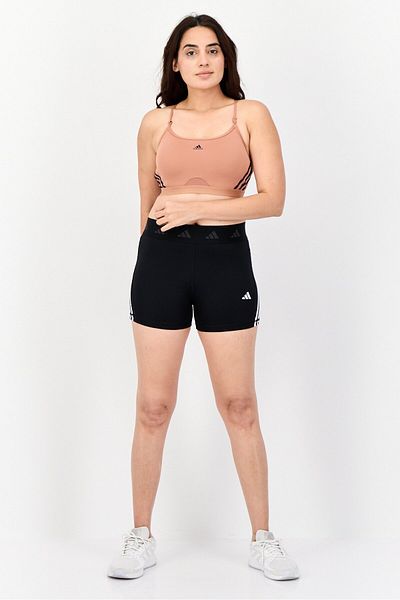 adidas Women Brand Logo Padded Light Support Sports Bra, Brown