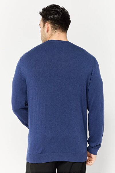 Lamborghini Men Crew Neck Brand Logo Sweater, Navy