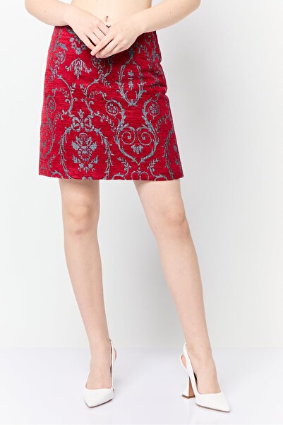 Harmont & Blaine Women Textured Mini Skirt, Dark Red