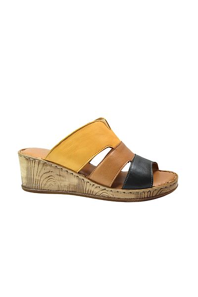 Onlo Ayakkabı Onlo Shoes K-2 Γυναικείες παντόφλες με ανατομικό τακούνι από γνήσιο δέρμα