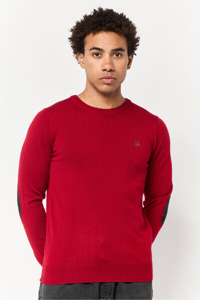 Harmont & Blaine Jeans Men Crew Neck Long Sleeves Embroidered Logo Sweater, Red