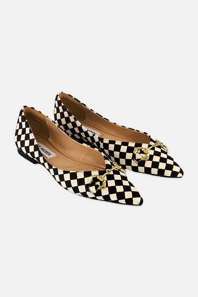 Steve Madden Women Slip On Checkered Flats, Black