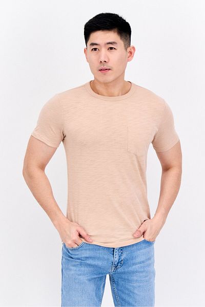 GAP Men Crew Neck Short Sleeves Heather T-shirt, Peach