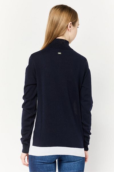 Harmont & Blaine Women Mock Neck Long Sleeves Two Tone Sweater, Multicolor