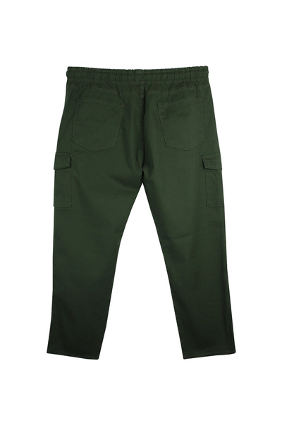 marufshop Men's Large Size Gabardine Trousers Beige Suitable for 100-180 Kilos with Cargo Pocket