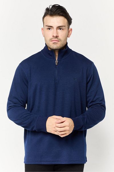 Chaps Men Mock Neck Embroidered Logo Sweatshirt, Navy