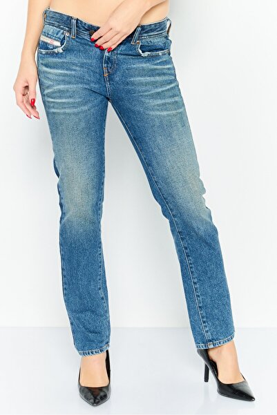 Diesel Women Slim Fit Low Waist Washed Non-Stretchable Denim, Blue