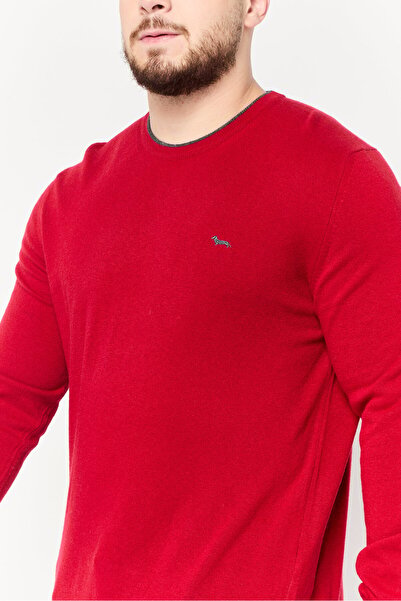 Harmont & Blaine Men Crew Neck Long Sleeve Brand Logo Sweater, Red