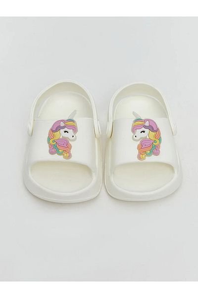 LC Waikiki Λευκά εμπριμέ πέδιλα για κοριτσάκι