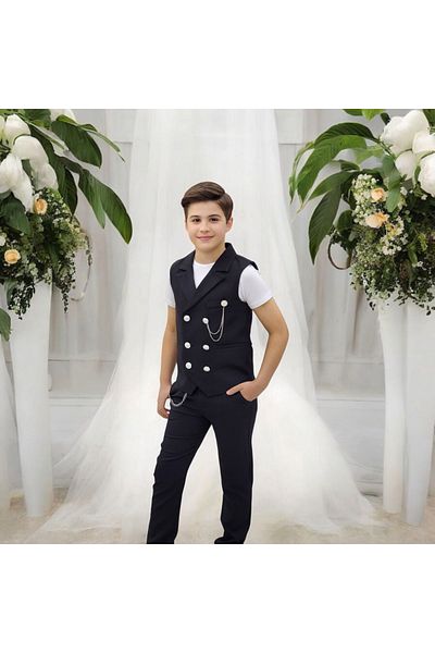 N.S.K NEWSTAR KİDS Boy's Suit with Vest, Badil and Trousers with Accessories