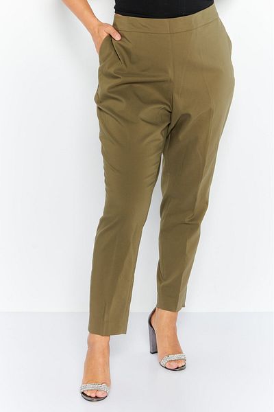 Calvin Klein Women Plus Size Slim Leg Solid Cropped Pants, Olive