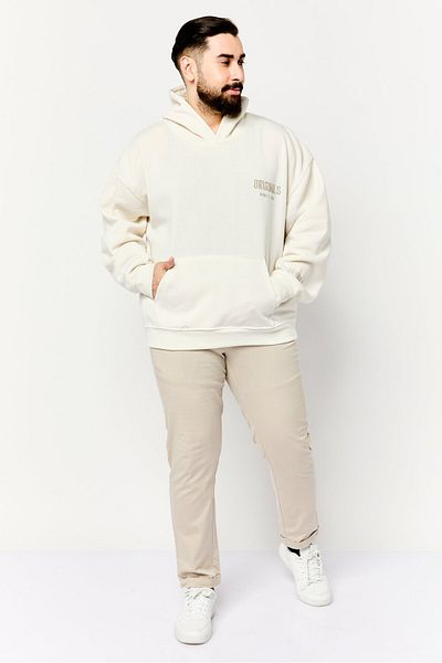 Originals by Brooklyn Cloth Men Graphic Print Long Sleeve Hoodie, Cream