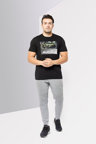 Lamborghini Men Sportswear Fit Short Sleeve Outdoor T-Shirt, Black