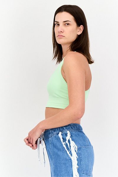 adidas Women Brand Logo Padded Medium Support Sports Bra, Mint Green