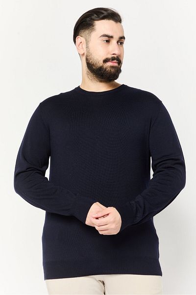 Harmont & Blaine Jeans Men Crew Neck Long Sleeve Plain Sweater, Navy