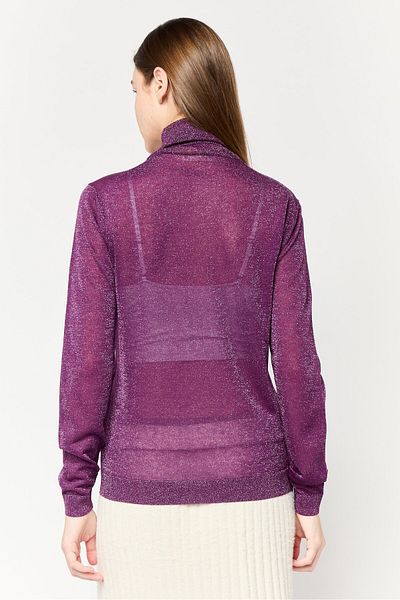 Harmont & Blaine Women Turtle Neck Textured Sweater, Purple