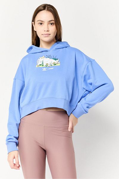 adidas Women Sportswear Fit Long Sleeve Outdoor Hoodie, Blue