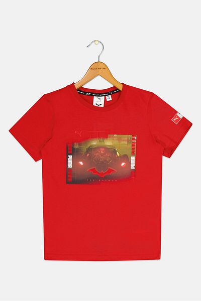 Puma Kids Boy Sportswear Fit Short Sleeves Graphic Outdoor T-shirt, Red