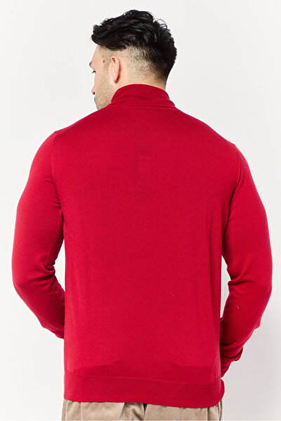 Harmont & Blaine Men Turtle Neck Long Sleeves Embroidered Logo Sweater, Red