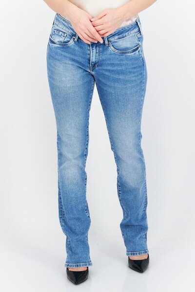 Pepe Jeans بنطلون جينز نسائي قابل للتمدد بقصّة عادية، أزرق