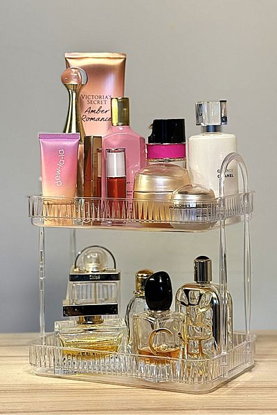 UNIQUE ME Organizator de machiaj cu 2 niveluri Accesoriu cosmetic Diamond Doğantı (poliacril durabil)
