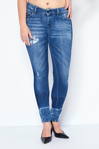 Diesel Women Super Slim Fit Wash Stretchable Rip Jeans, Wash Blue