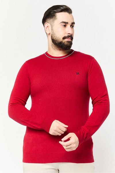 Harmont & Blaine Jeans Men Crew Neck Embroidered Logo Sweater, Red