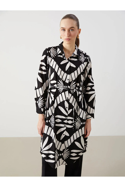 LC Waikiki Lcwaikiki Classic Black Print Women's Shirt Tunic