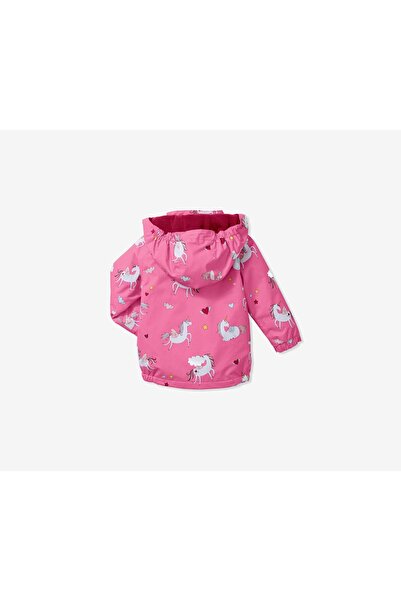 Tchibo Toddler Girls Warm Waterproof Rain Jacket, Pink and White