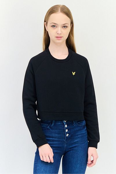 Lyle & Scott Women Round Neck Long Sleeve Brand Logo Sweatshirt, Black