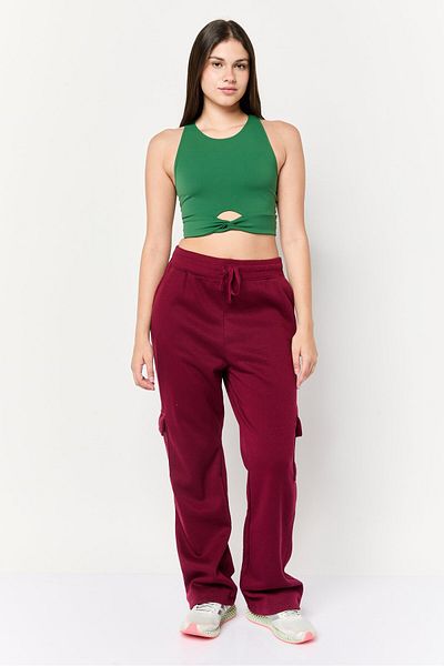BSP Women Sportswear Fit Solid Outdoors Cargo Pants, Burgundy