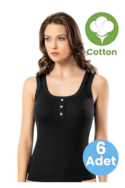 Tezzgelsin Women's 6-Piece Thick Strap Button Detailed Camisole Tank Top