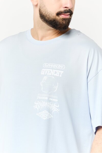 Givenchy Men Crew Neck Short Sleeve Graphic Print T-shirt, Blue