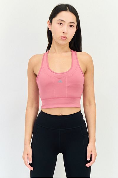 adidas X Parley Women Brand Logo Padded Sports Bra, Coral Pink