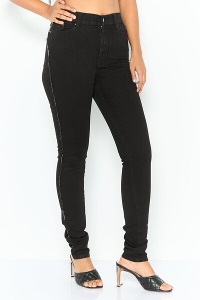 Karl Lagerfeld Women Regular Fit High Waist Washed Stretchable Denim, Black