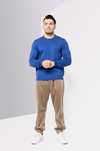Harmont & Blaine Men Crew Neck Long Sleeve Brand Logo Sweater, Royal Blue