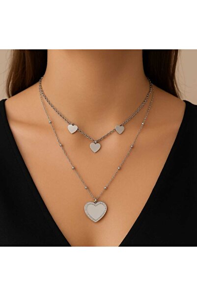 BESMYAR JEWELS قلادة نسائية أنيقة مع أشكال قلب متعددة