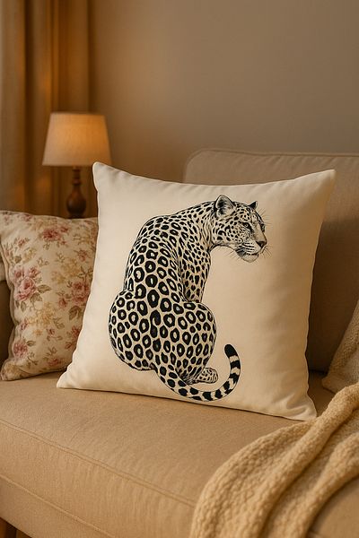 YILDIZ DİJİTAL HOME Black Leopard Pattern Decorative Pillow Case |   43X43 cm - Modern & Stylish Design |   Star Home's