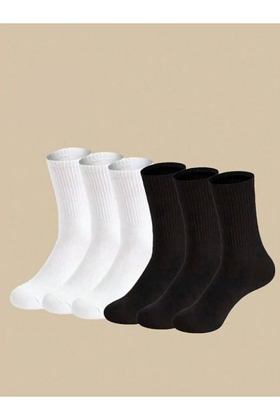 TTWAY 6 Pairs Tennis Socks Socket Boy Ribbed Sports Socks Cotton Unisex