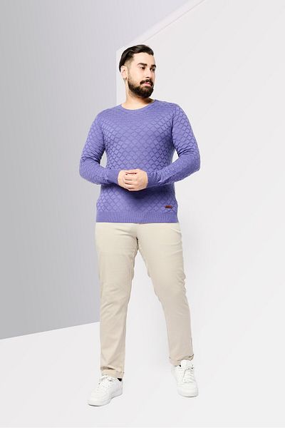 Harmont & Blaine Jeans Men Crew Neck Textured Sweater, Purple