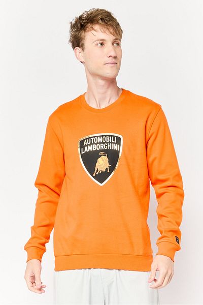 Lamborghini Men Crew Neck Brand Long Sleeves Sweatshirt, Orange