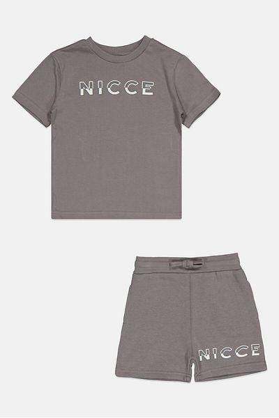 Nicce Toddlers 2 Peices Boy Brand Logo Top And Short Set, Grey
