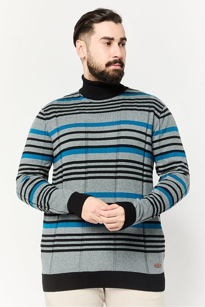 Harmont & Blaine Jeans Men Mock Neck Yarn Dyed Sweater, Multicolor