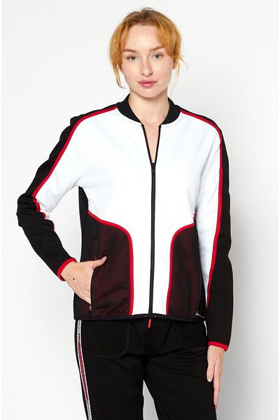 Scuderia Ferrari Women Sportswear Fit Long Sleeve Outdoor Sweatshirts, White Combo